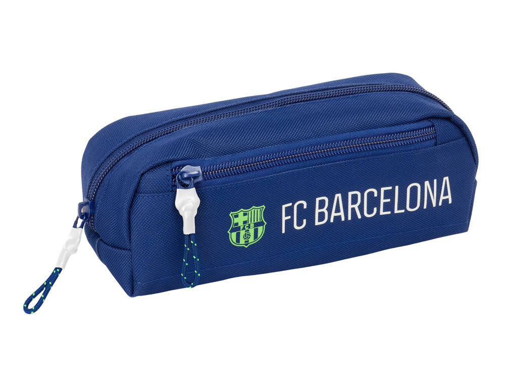 BOLSO ESCOLAR PORTATODO SAFTA TRIPLE CON GOMA ELASTICA 22CM F.C. BARCELONA NAVY BLUE 85X220X60 MM