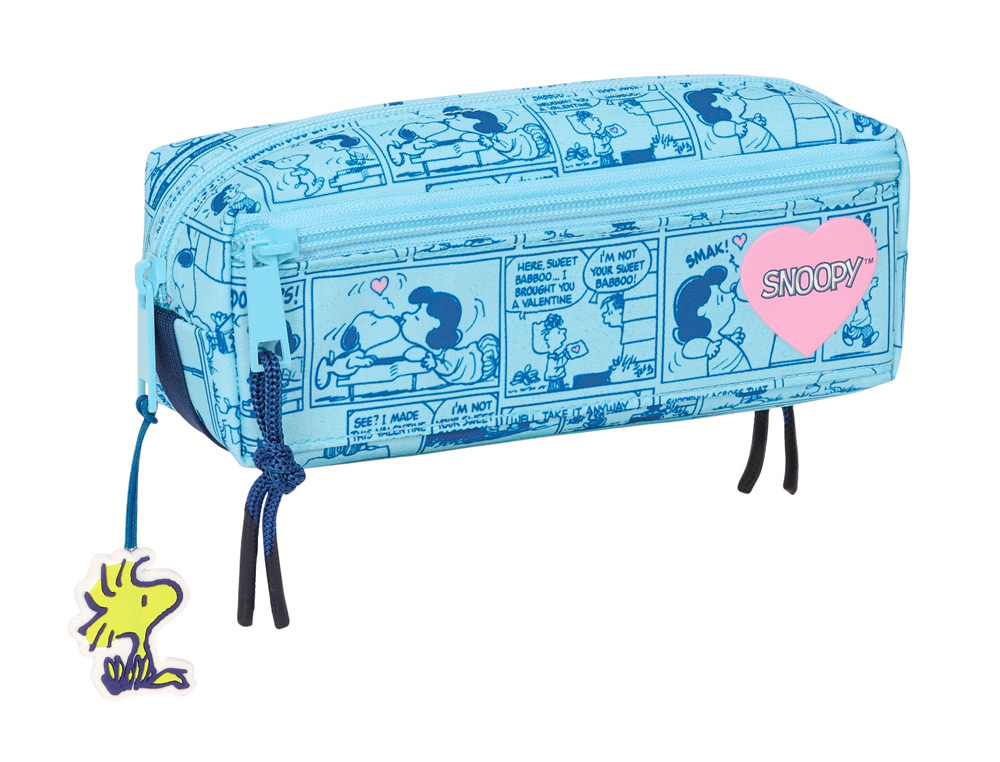 BOLSO ESCOLAR PORTATODO SAFTA TRIPLE CON GOMA ELASTICA 22CM SNOOPY LOVE 85X220X60 MM