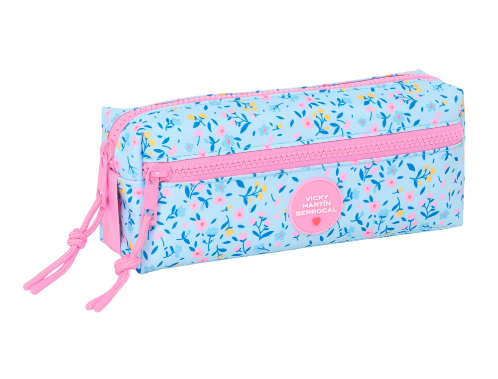 BOLSO ESCOLAR PORTATODO SAFTA TRIPLE CON GOMA ELASTICA 22CM VICKY MARTIN BERROCAL PARAISO 85X220X60 MM