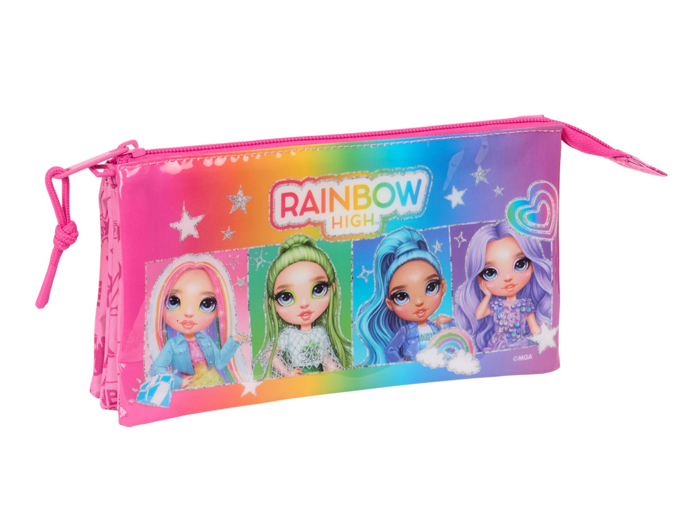 BOLSO ESCOLAR PORTATODO SAFTA TRIPLE RAINBOW HIGH SHINE 120X220X30 MM
