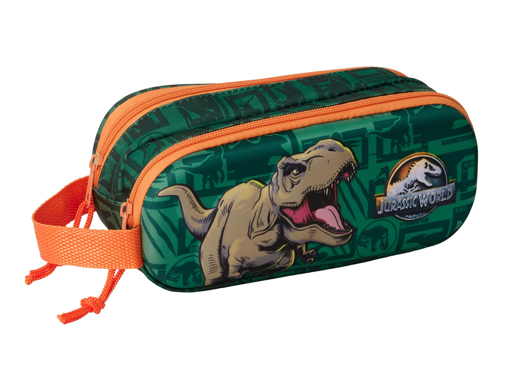 BOLSO ESCOLAR PORTATODO SAFTA DOBLE 3D MOCHILAS 3D JURASSIC WORLD 80X210X60 MM