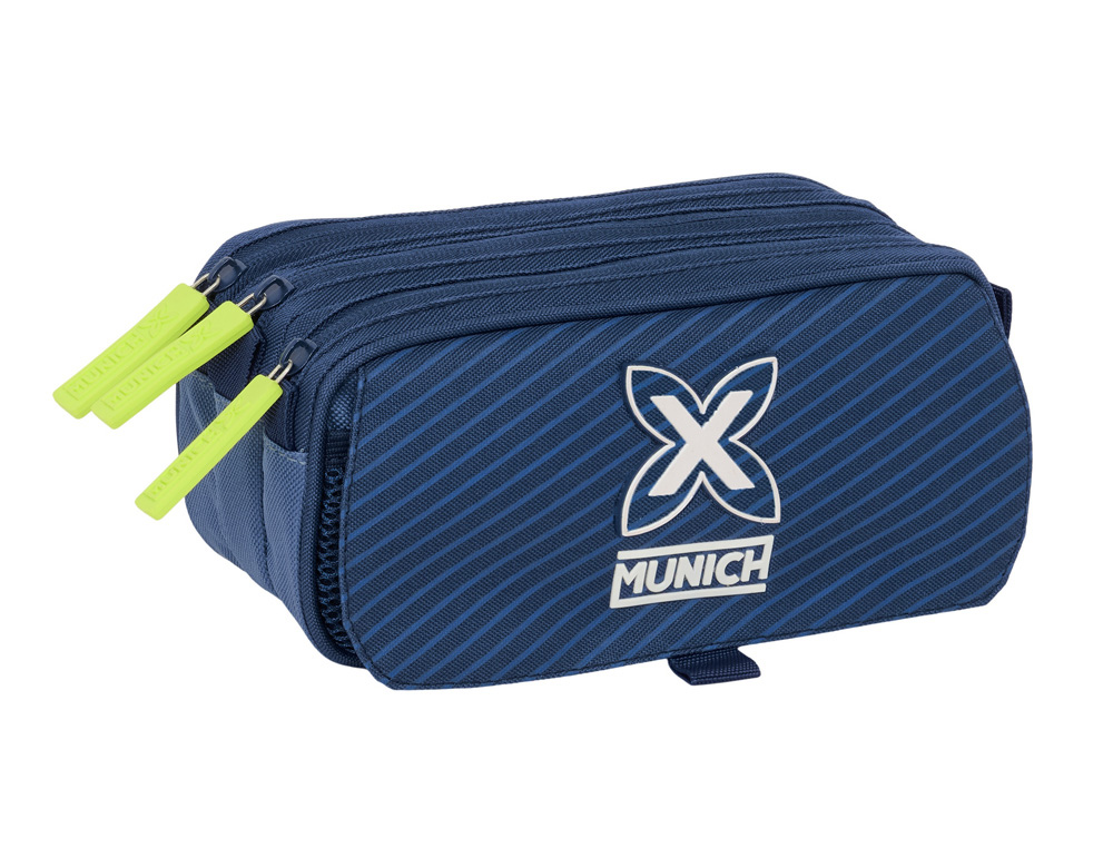 BOLSO ESCOLAR PORTATODO SAFTA TRIPLE BIG MUNICH BLUE INDIGO 100X215X80 MM
