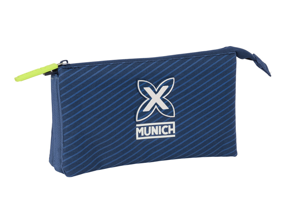 BOLSO ESCOLAR PORTATODO SAFTA TRIPLE MUNICH BLUE INDIGO 120X220X30 MM