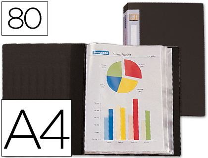 CARPETA LIDERPAPEL PERSONALIZA 31765 80 FUNDAS POLIPROPILENO DIN A4 NEGRA LOMO PERSONALIZABLE