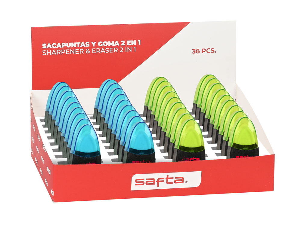 SACAPUNTAS CON DEPOSITO Y GOMA SAFTA 230X160X75 MM
