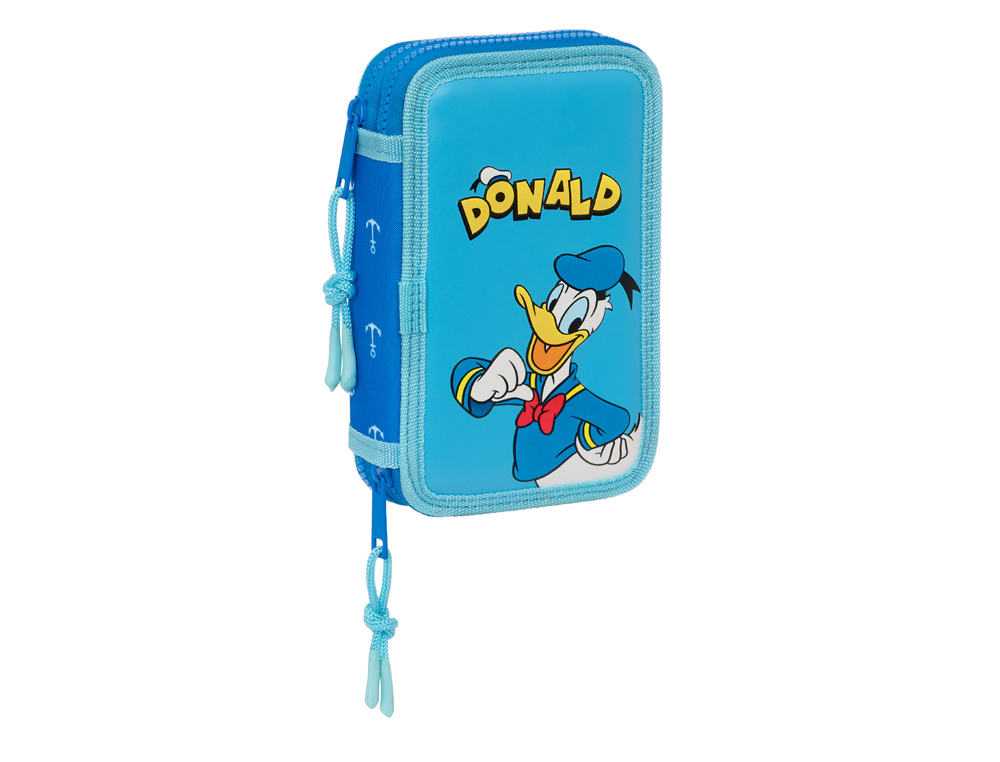 PLUMIER ESCOLAR SAFTA DOBLE CREMALLERA 28 PIEZAS DONALD DUCK 40X125X195 MM
