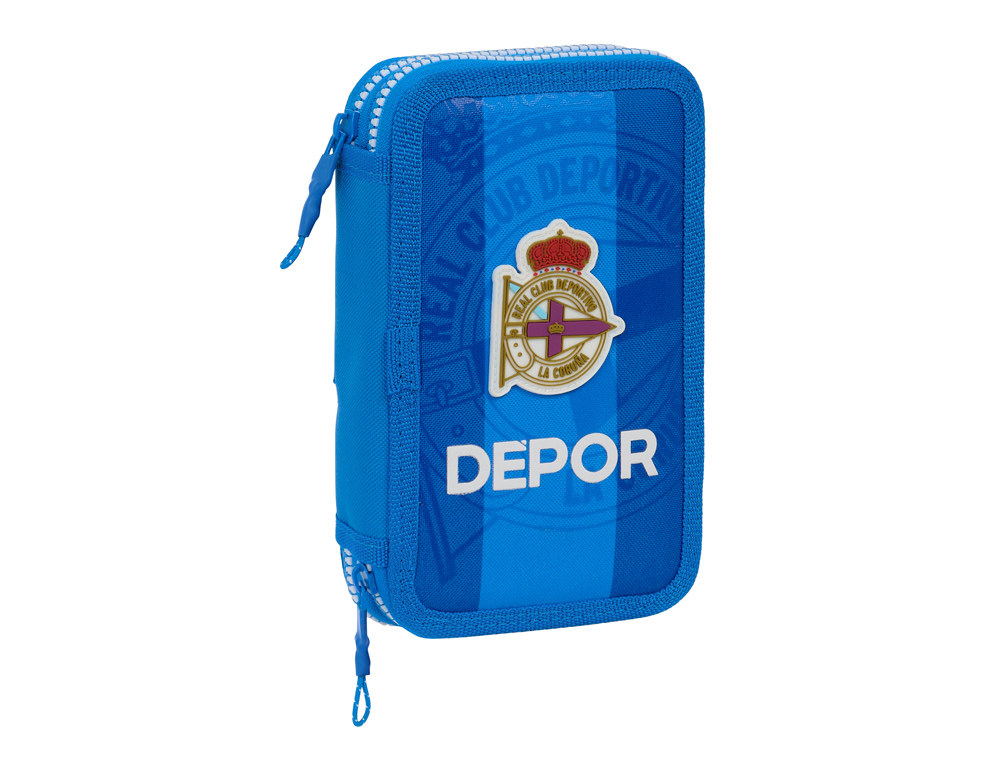 PLUMIER ESCOLAR SAFTA DOBLE CREMALLERA 28 PIEZAS DEPORTIVO DE LA CORUA 40X125X195 MM