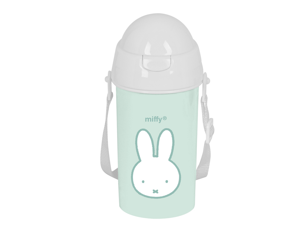 BOTELLA PORTALIQUIDOS SAFTA 500 ML APERTURA AUTOMATICA CON PAJITA MIFFY MENTA 195X73X73 MM