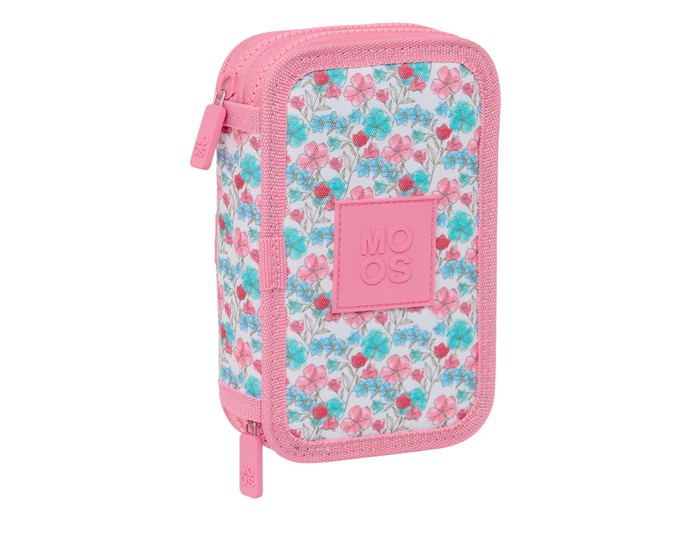 PLUMIER ESCOLAR SAFTA DOBLE PEQUEO 28 PIEZAS RECICLADO MOOS FLORESISTENTE 195X125X40 MM