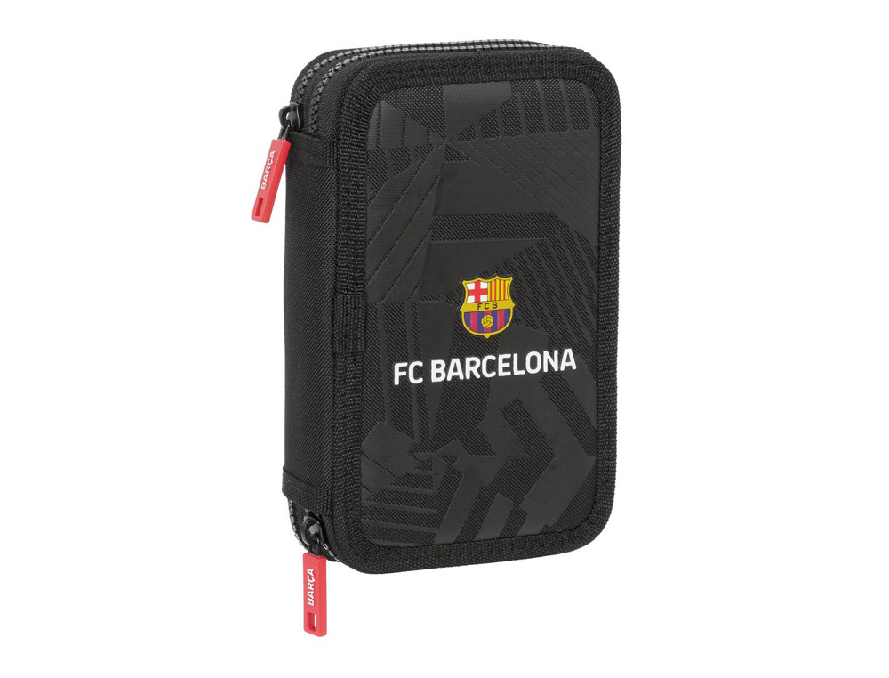 PLUMIER ESCOLAR SAFTA DOBLE PEQUEO 29 PIEZAS F.C. BARCELONA BLACK 40X125X195 MM