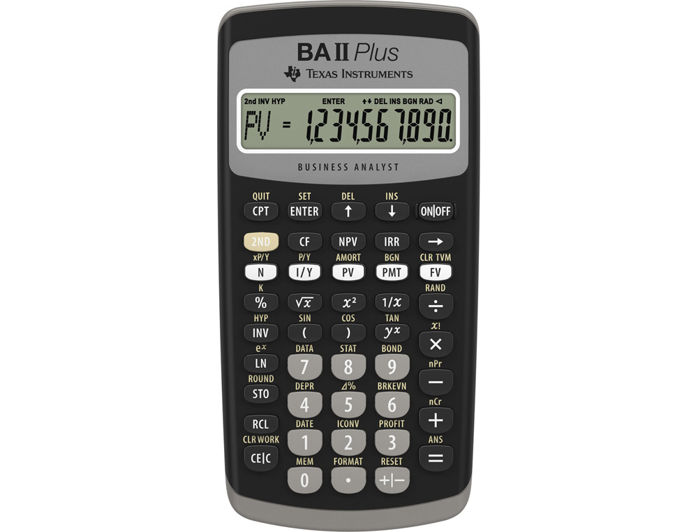 CALCULADORA FINANCIERA TEXAS INSTRUMENTS BA II PLUS PANTALLA 1 LINEA 10 DIGITOS