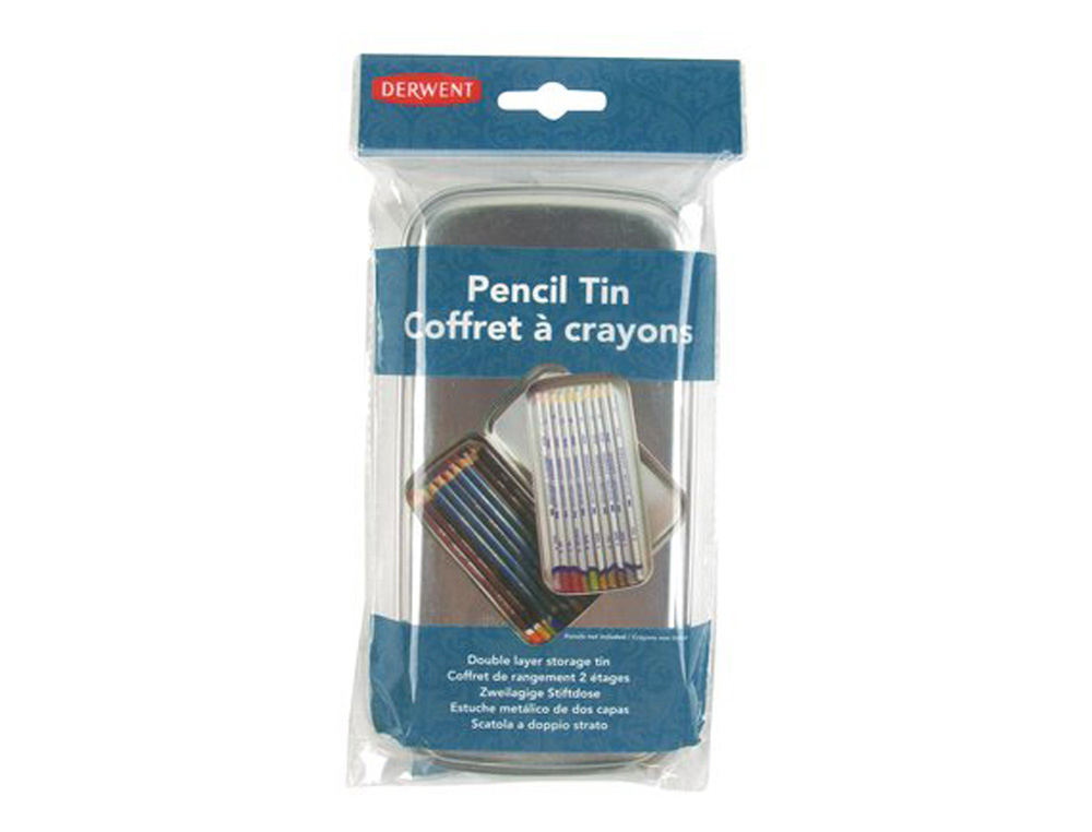 ESTUCHE METALICO DERWENT DOBLE PARA 18 LAPICES