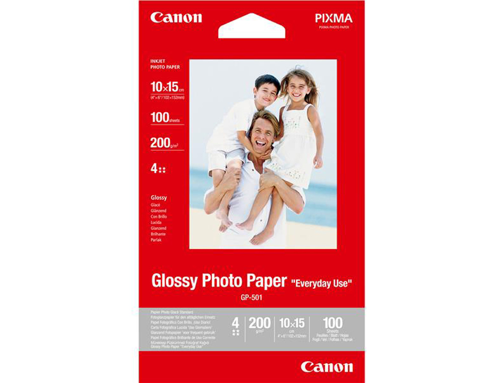 PAPEL FOTOGRAFICO CANON GP-501 GLOSSY A4 170 GR PACK DE 100 UNIDADES
