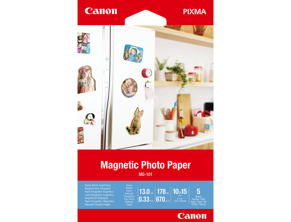 PAPEL MAGNETICO CANON MG-101 10X15 CM PACK DE 5 HOJAS