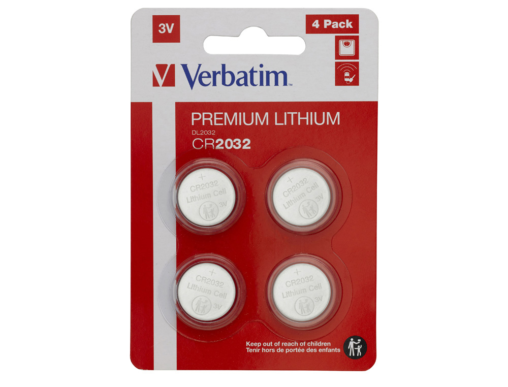 PILA BOTON VERBATIM 3V CR2032 BLISTER DE 4 UNIDADES