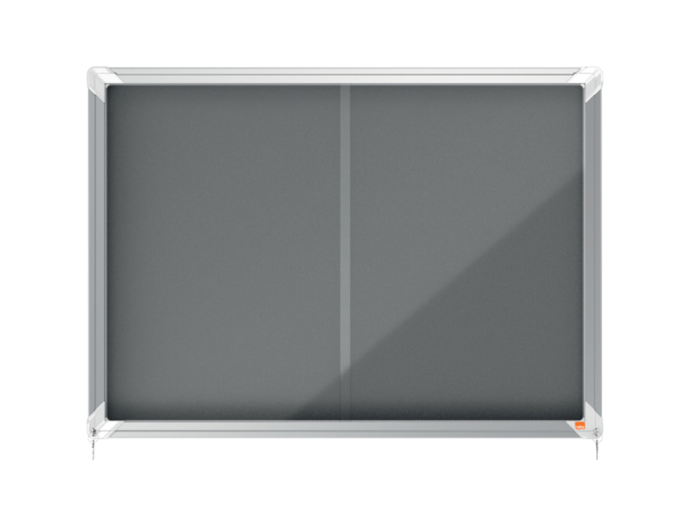 VITRINA DE ANUNCIOS NOBO PREMIUM PLUS FIELTRO GRIS CON PUERTA CORREDERA 8 X DIN A4 925X668 MM