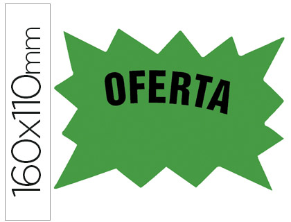 CARTEL CARTULINA ETIQUETAS MARCAPRECIOS VERDE FLUORESCENTE 160X110 MM BOLSA DE 50 ETIQUETAS
