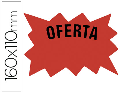 CARTEL CARTULINA ETIQUETAS MARCAPRECIOS ROJO FLUORESCENTE160X110 MM BOLSA DE 50 ETIQUETAS