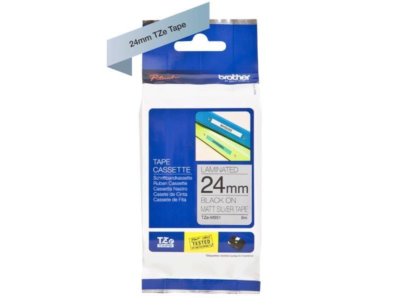 CINTA PARA ETIQUETADORES BROTHER CINTA ROTULADORA PLATA / NEGRO 24