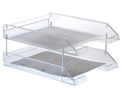 BANDEJA SOBREMESA ARCHIVO 2000 PLASTICO TRANSPARENTE CRISTAL SIN VARILLAS 340X260X60 MM