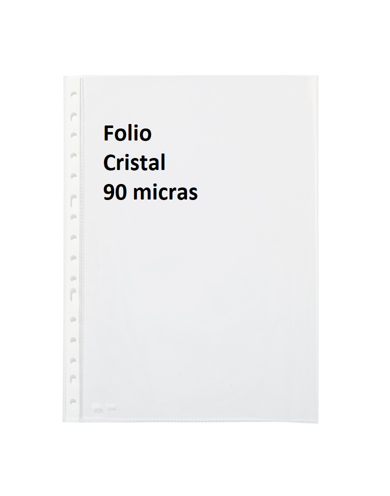 Caja de 100 fundas multitaladro Folio cristal de 90 micras. PARDO