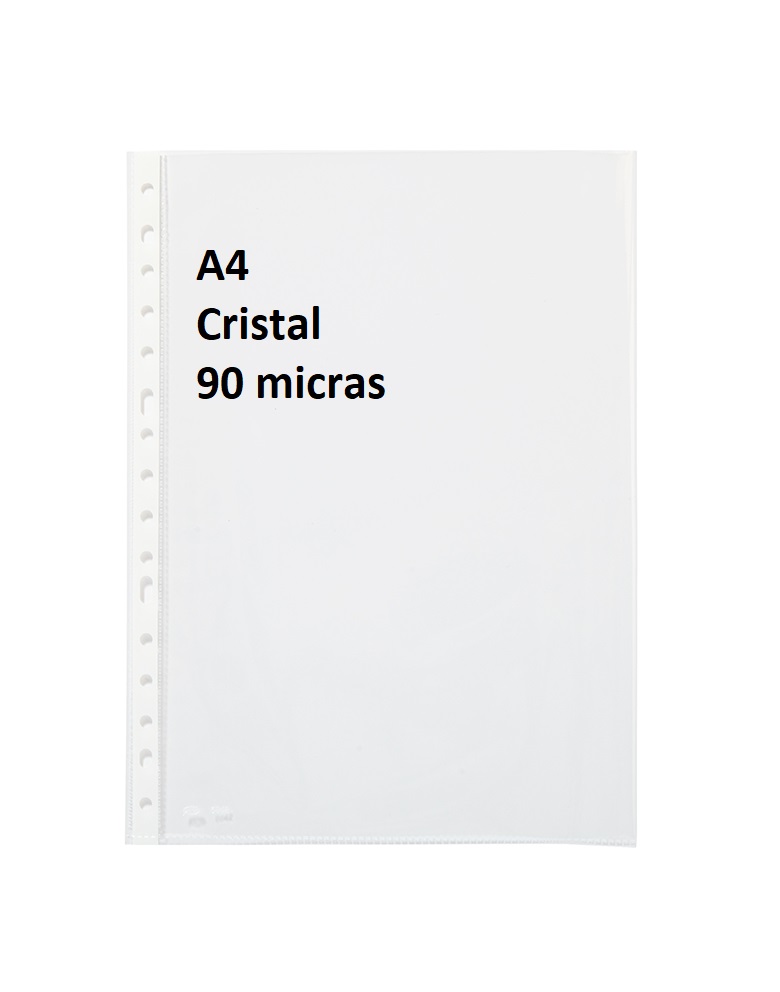 Caja de 100 fundas multitaladro A4 cristal de 90 micras. PARDO