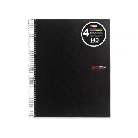 Libreta Miquelrius Note Book 4 negro A4, 140 hojas, 70 grs.