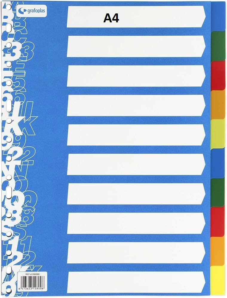 Juego separador A4 de 10 posiciones (colores)