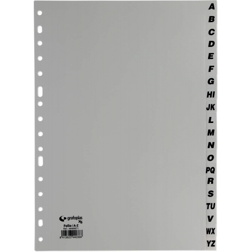 Juego de separadores folio de abecedario (A-Z), gris, pp