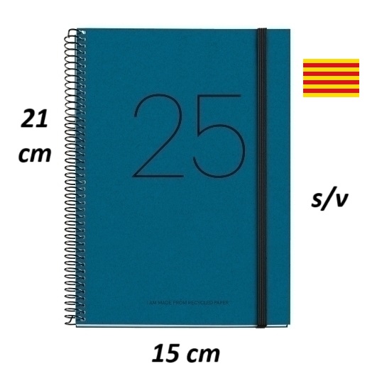 Agenda 2025 Miquelrius RECYCLED espiral tapa dura con goma PLUS 155x213 S/V AZUL cataln