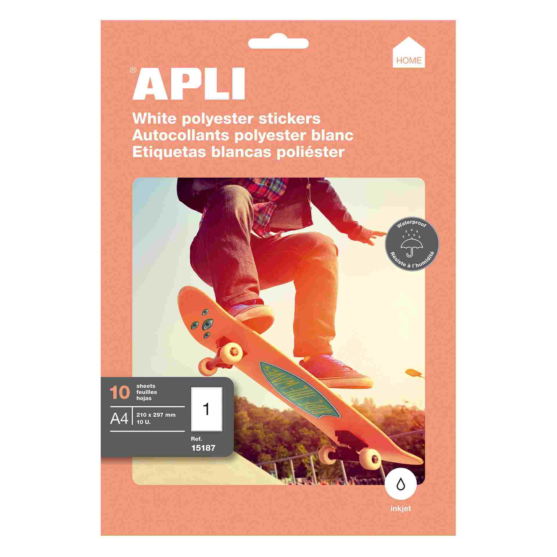 Etiquetas Apli HOME blancas resistentes intemperie 210 x 297 mm 10 hojas