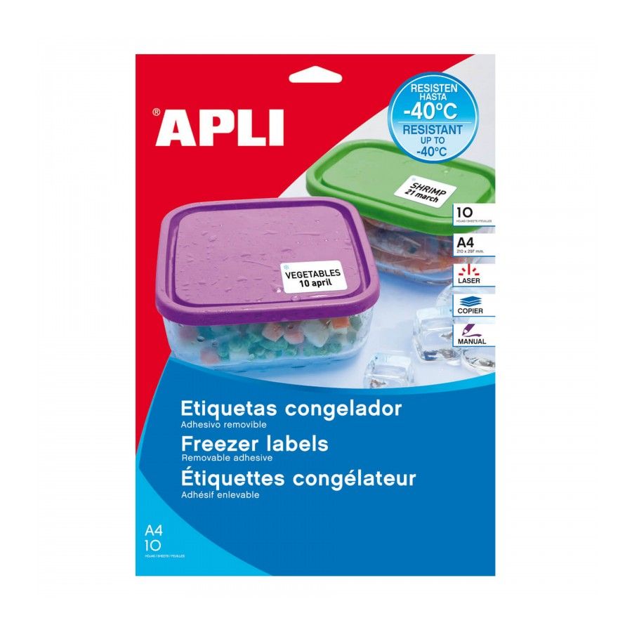 Etiquetas Apli blancas especial congelador 63,5 x 33,9 mm 10 hojas