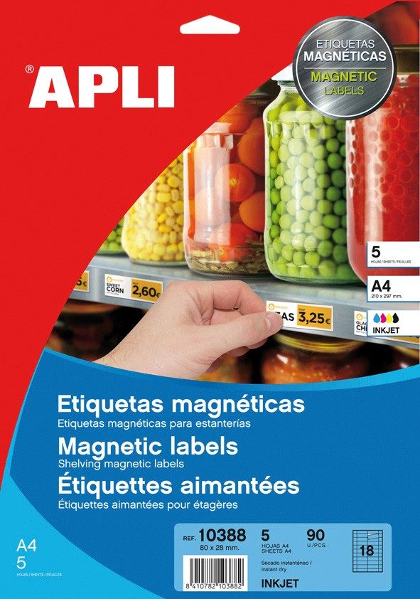 Etiquetas Apli blancas magnticas 80 x 28 mm 5 hojas