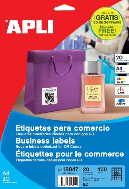 Etiquetas Apli blancas permanentes QR 45 x 45 mm 20 hojas