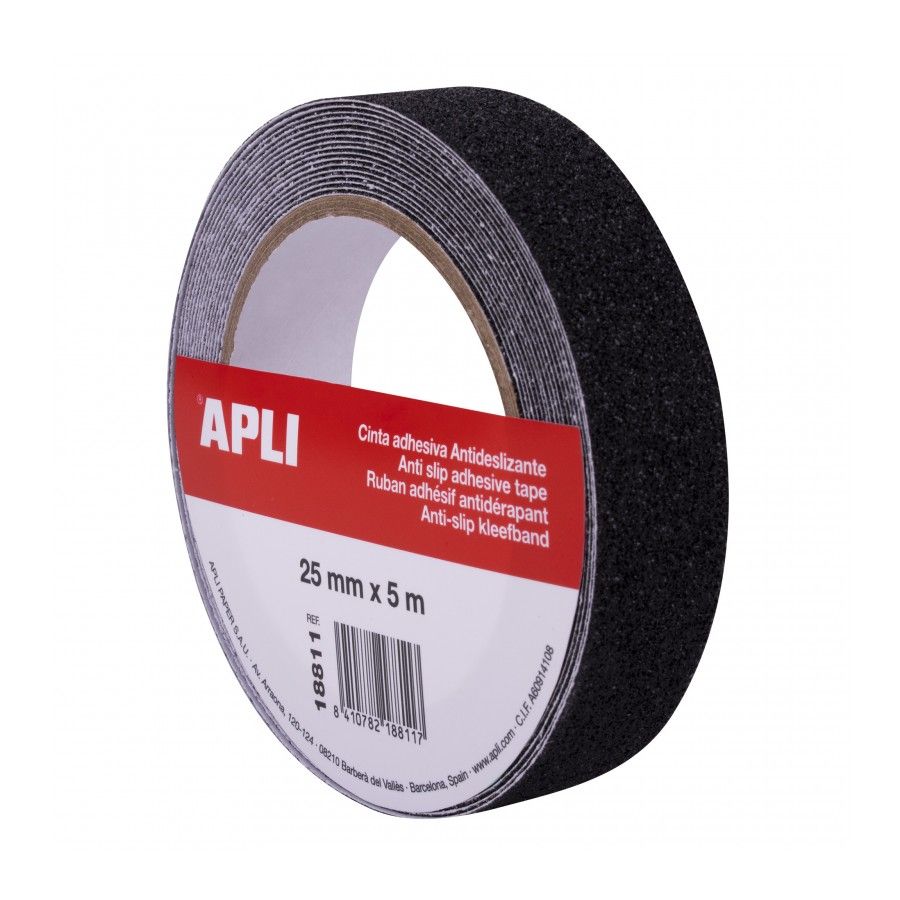 Cinta antideslizante Apli negra 25 mm x 5 m