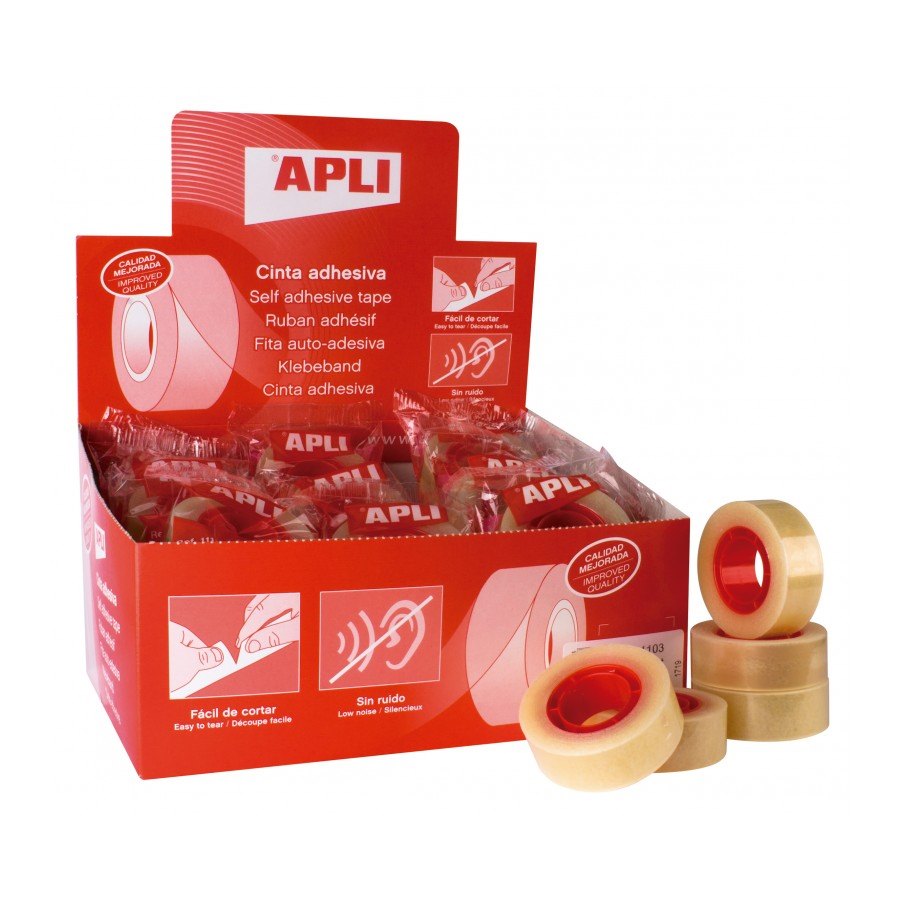 Caja de 35 cintas adhesivas transparente APLI medida 19 x 33 