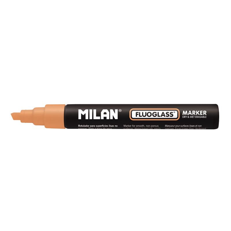 Marcador para pizarra de cristal Milan Fluoglass naranja