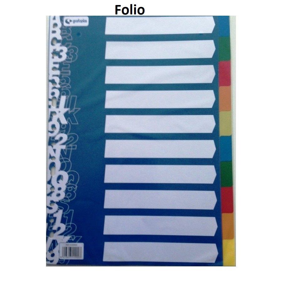 Juego separador folio de 10 posiciones (colores), pp