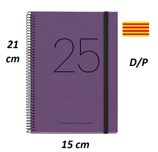  Agenda 2025 miquelrius recycled espiral tapa dura con goma plus 155x213 d/p purpura cataln