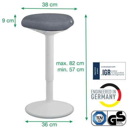 Taburete Active con asiento Comfort Leitz Ergo, alto