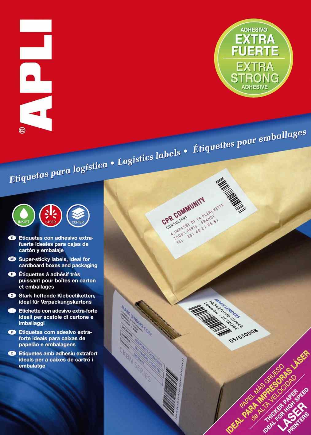 Etiquetas Apli blancas extrafuertes 210 x 297 mm 100 hojas